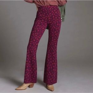 Anthropologie plum cheetah flare pants
